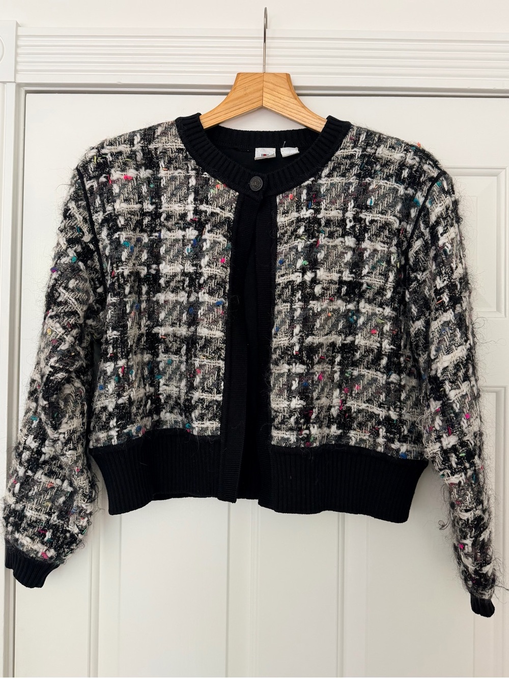 Vintage Ungaro Ter Cropped Tweed Knit Cardigan Jacket Italy GFT